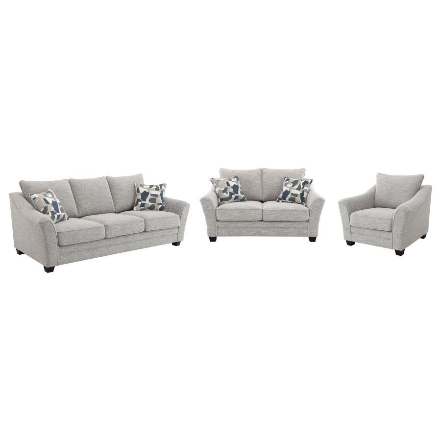Tomkins - 3 Piece Boucle Upholstered Sofa Set - Light Gray 3 - Piece Living Room Set modern furniture Contempo Furniture