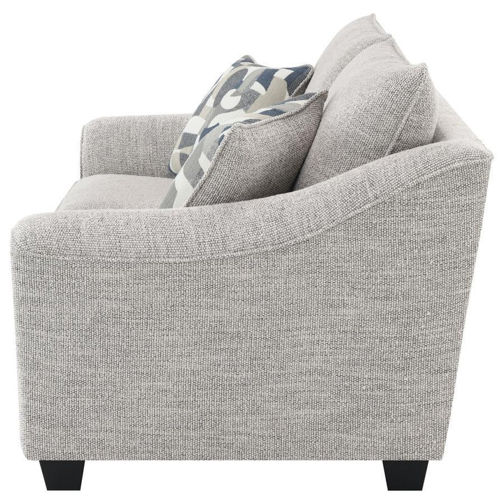 Tomkins - Boucle Upholstered Loveseat - Light Gray Stationary Loveseat modern furniture Contempo Furniture