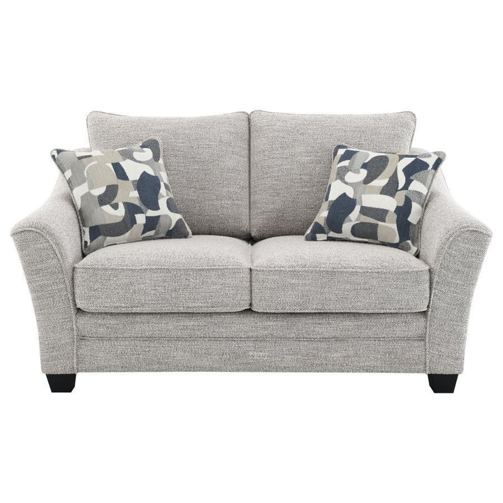 Tomkins - Boucle Upholstered Loveseat - Light Gray Stationary Loveseat modern furniture Contempo Furniture