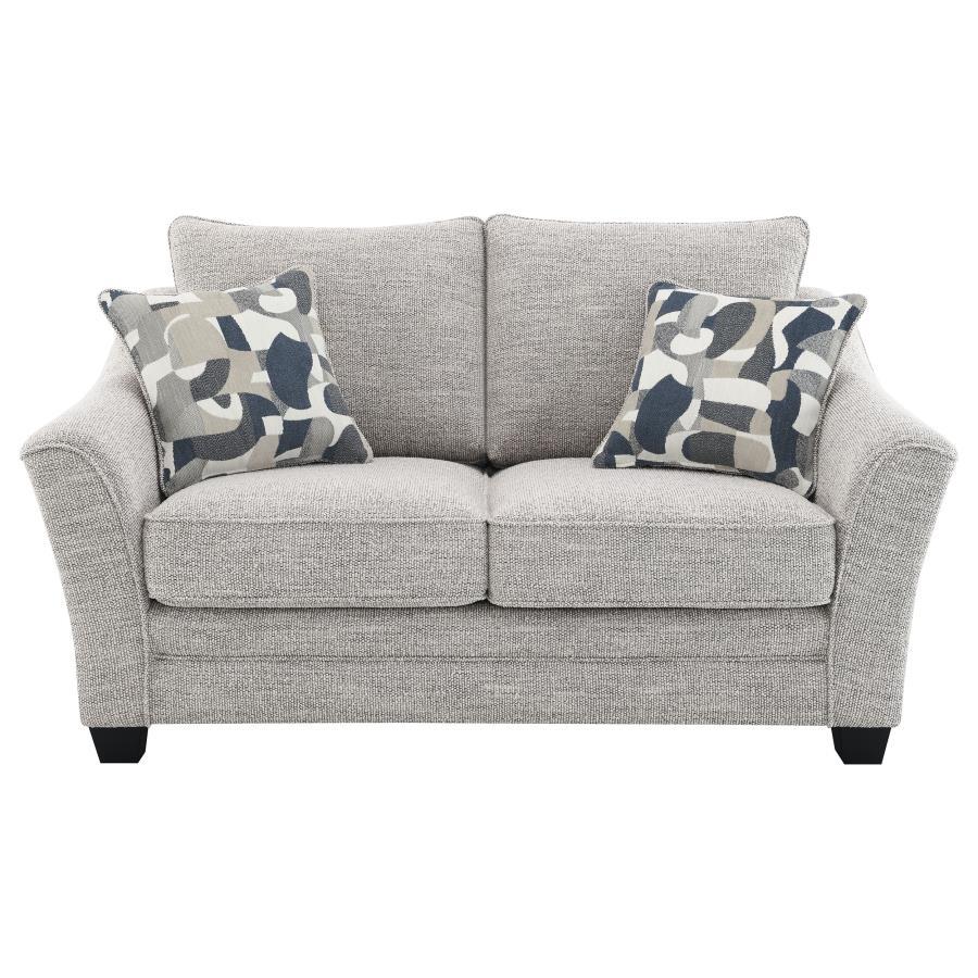 Tomkins - Boucle Upholstered Loveseat - Light Gray Stationary Loveseat modern furniture Contempo Furniture
