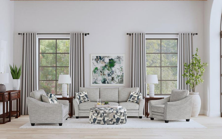Tomkins - Boucle Upholstered Loveseat - Light Gray Stationary Loveseat modern furniture Contempo Furniture
