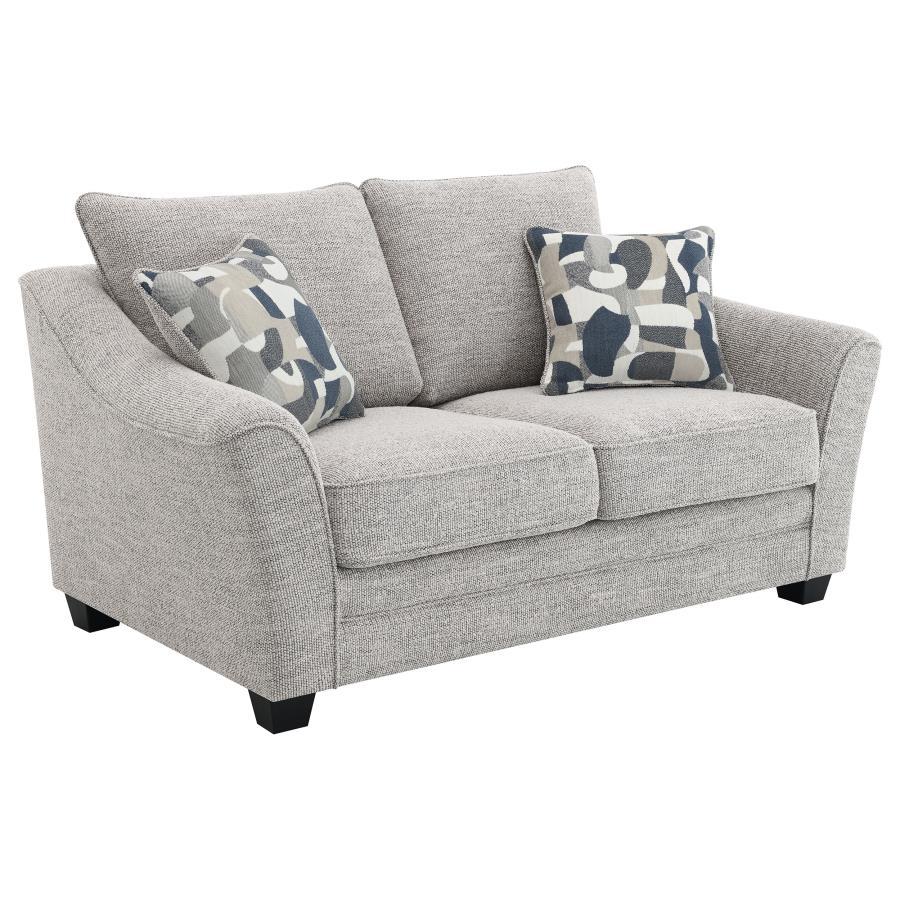 Tomkins - Boucle Upholstered Loveseat - Light Gray Stationary Loveseat modern furniture Contempo Furniture