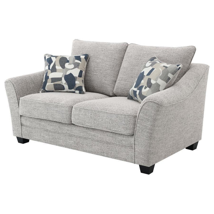 Tomkins - Boucle Upholstered Loveseat - Light Gray Stationary Loveseat modern furniture Contempo Furniture