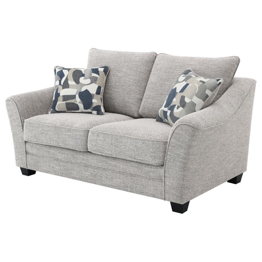 Tomkins - Boucle Upholstered Loveseat - Light Gray Stationary Loveseat modern furniture Contempo Furniture