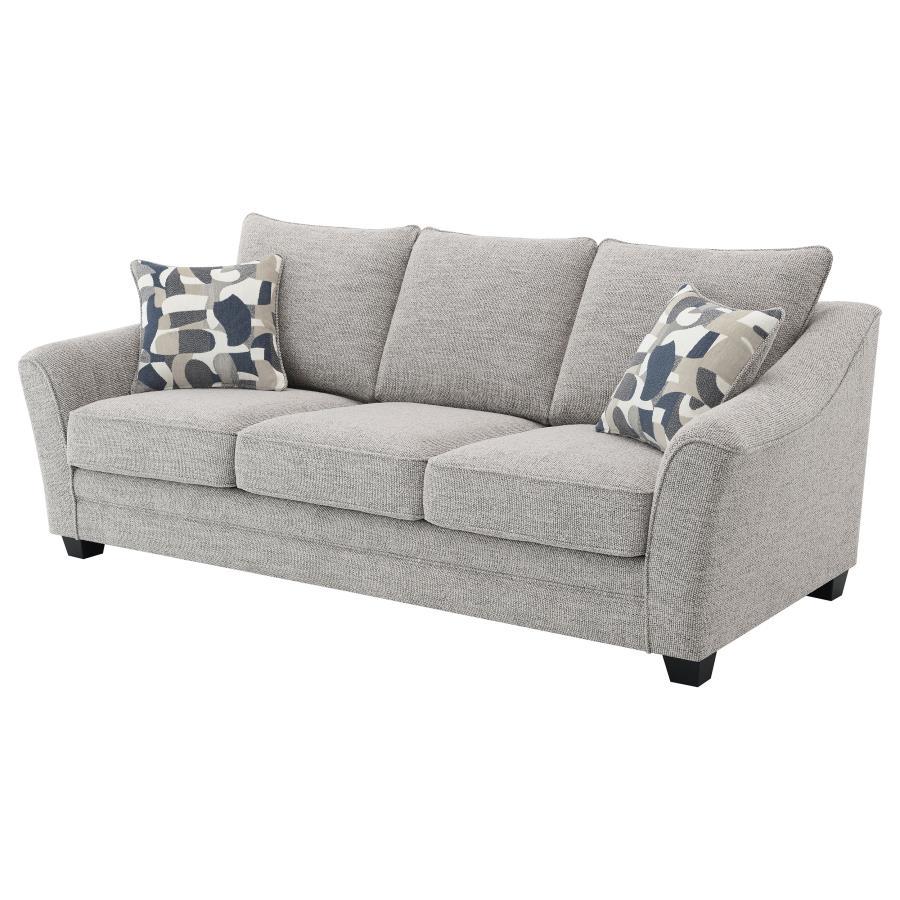 Tomkins - Boucle Upholstered Sofa - Light Gray Stationary Sofa modern furniture Contempo Furniture