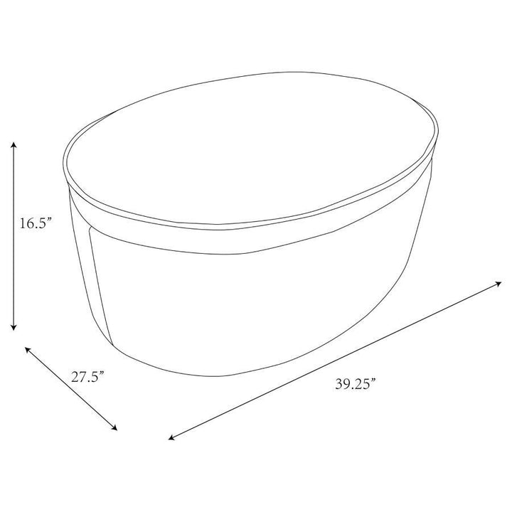 Tomkins - Oval Upholstered Storage Ottoman - Indigo Blue Storage Ottoman modern furniture Contempo Furniture