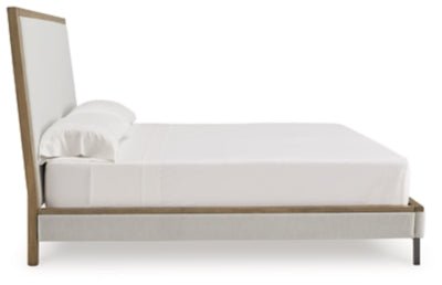 Tomtyn California King Upholstered Bed - Light Brown Upholstered Bed modern furniture Contempo Furniture