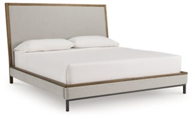 Tomtyn California King Upholstered Bed - Light Brown Upholstered Bed modern furniture Contempo Furniture