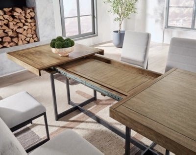 Tomtyn Dining Extension Table - Light Brown Dining Table with Extensions modern furniture Contempo Furniture
