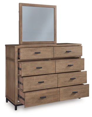 Tomtyn Dresser and Mirror - Light Brown Dresser &amp; Mirror modern furniture Contempo Furniture