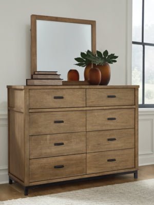 Tomtyn Dresser and Mirror - Light Brown Dresser &amp; Mirror modern furniture Contempo Furniture