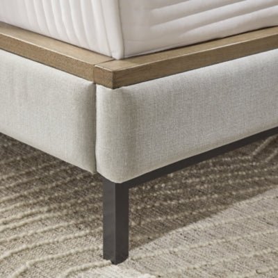 Tomtyn King Upholstered Bed - Light Brown Upholstered Bed modern furniture Contempo Furniture