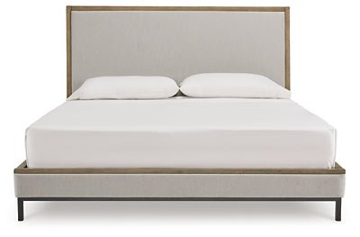 Tomtyn King Upholstered Bed - Light Brown Upholstered Bed modern furniture Contempo Furniture
