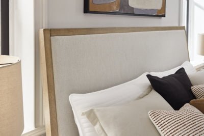 Tomtyn King Upholstered Bed - Light Brown Upholstered Bed modern furniture Contempo Furniture