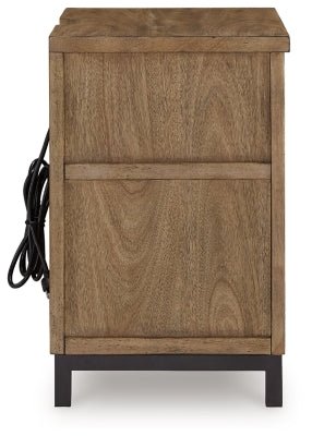 Tomtyn Nightstand - Light Brown Nightstand w/ Charging Station modern furniture Contempo Furniture