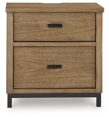 Tomtyn Nightstand - Light Brown Nightstand w/ Charging Station modern furniture Contempo Furniture