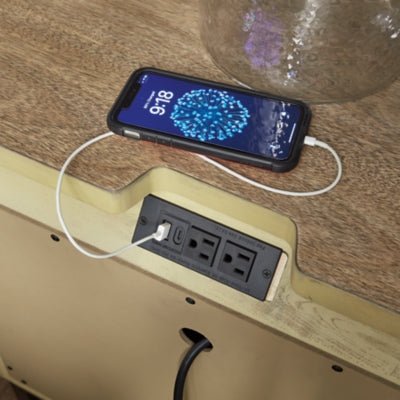Tomtyn Nightstand - Light Brown Nightstand w/ Charging Station modern furniture Contempo Furniture