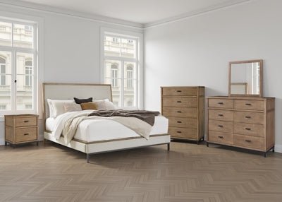 Tomtyn Queen Upholstered Bed - Light Brown Upholstered Bed modern furniture Contempo Furniture