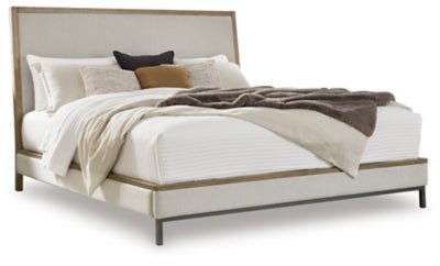 Tomtyn Queen Upholstered Bed - Light Brown Upholstered Bed modern furniture Contempo Furniture