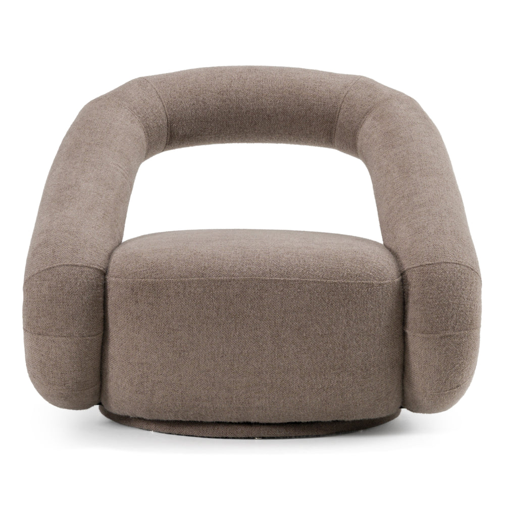 Tony - Modern Brown Fabric Swivel Accent Chair - View 3