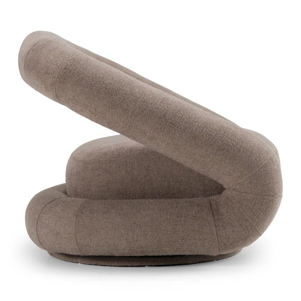 Tony - Modern Brown Fabric Swivel Accent Chair - View 4