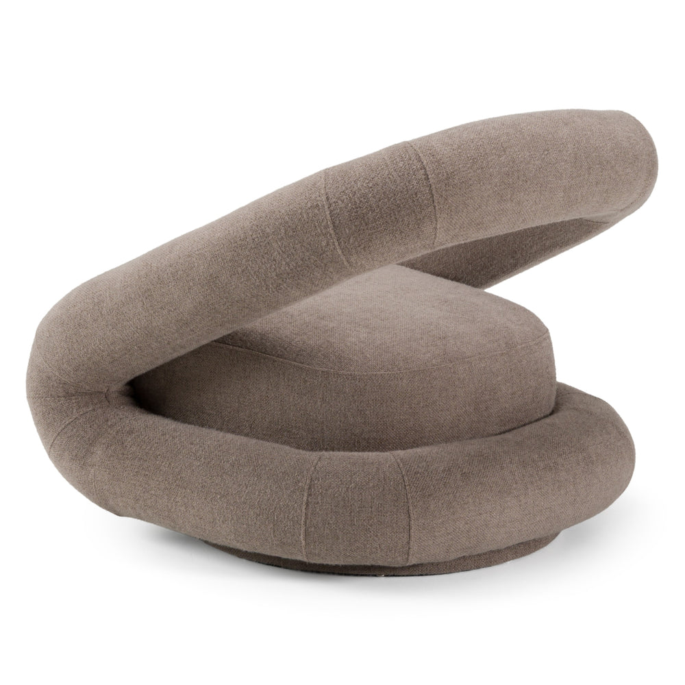 Tony - Modern Brown Fabric Swivel Accent Chair - View 9