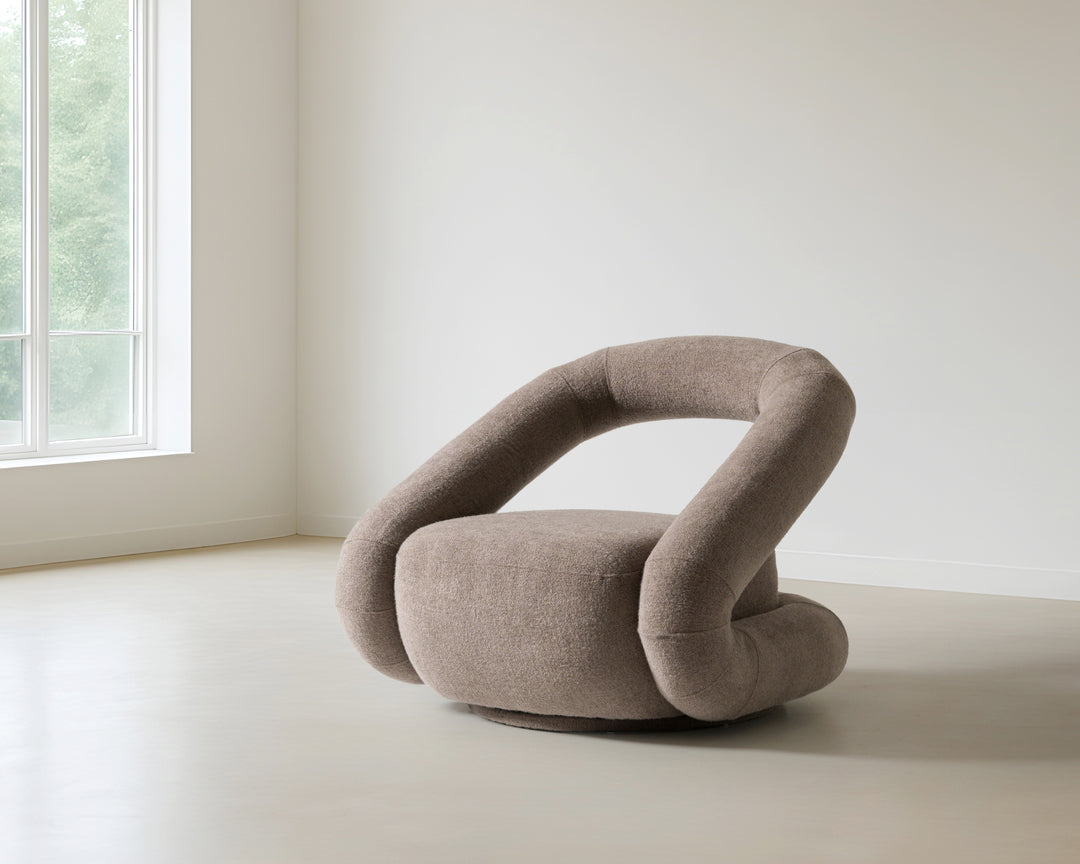 Tony  Modern Brown Fabric Swivel Accent Chair