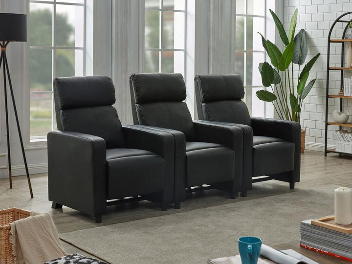 Toohey - 3 Piece Upholstered Tufted Recliner Living Room Set - Black 3 - Piece Living Room Set modern furniture Contempo Furniture
