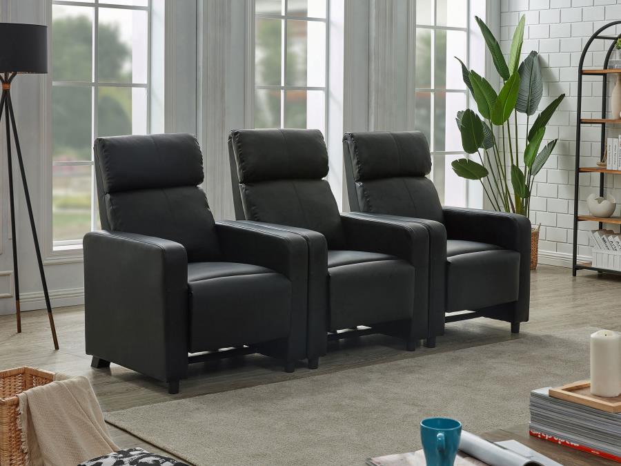 Toohey - 3 Piece Upholstered Tufted Recliner Living Room Set - Black 3 - Piece Living Room Set modern furniture Contempo Furniture