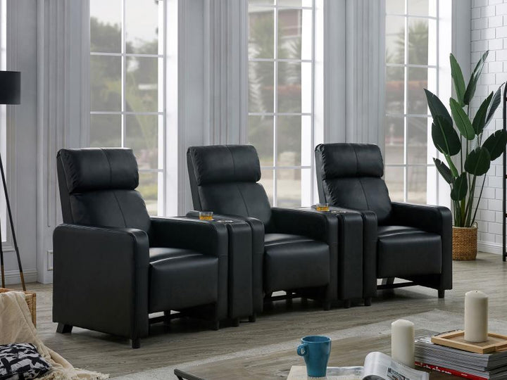 Toohey - 5 Piece Upholstered Tufted Recliner Living Room Set - Black 5 - Piece Living Room Set modern furniture Contempo Furniture