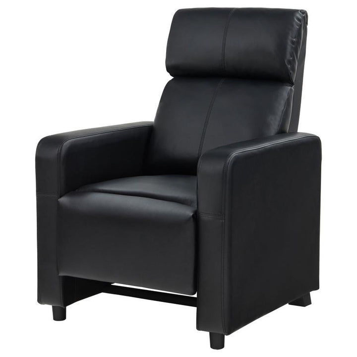 Toohey - Upholstered Home Theater Push Back Recliner - Black Reclining Chair modern furniture Contempo Furniture