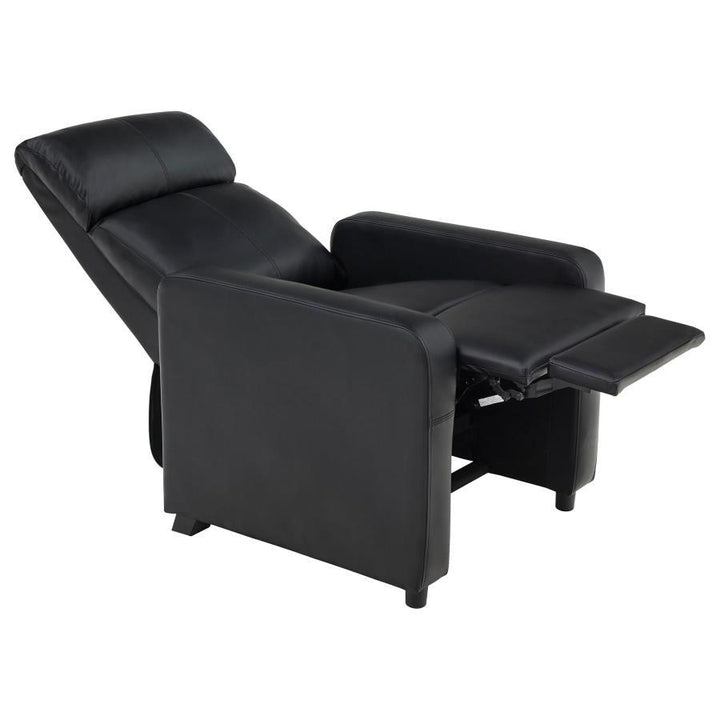 Toohey - Upholstered Home Theater Push Back Recliner - Black Reclining Chair modern furniture Contempo Furniture
