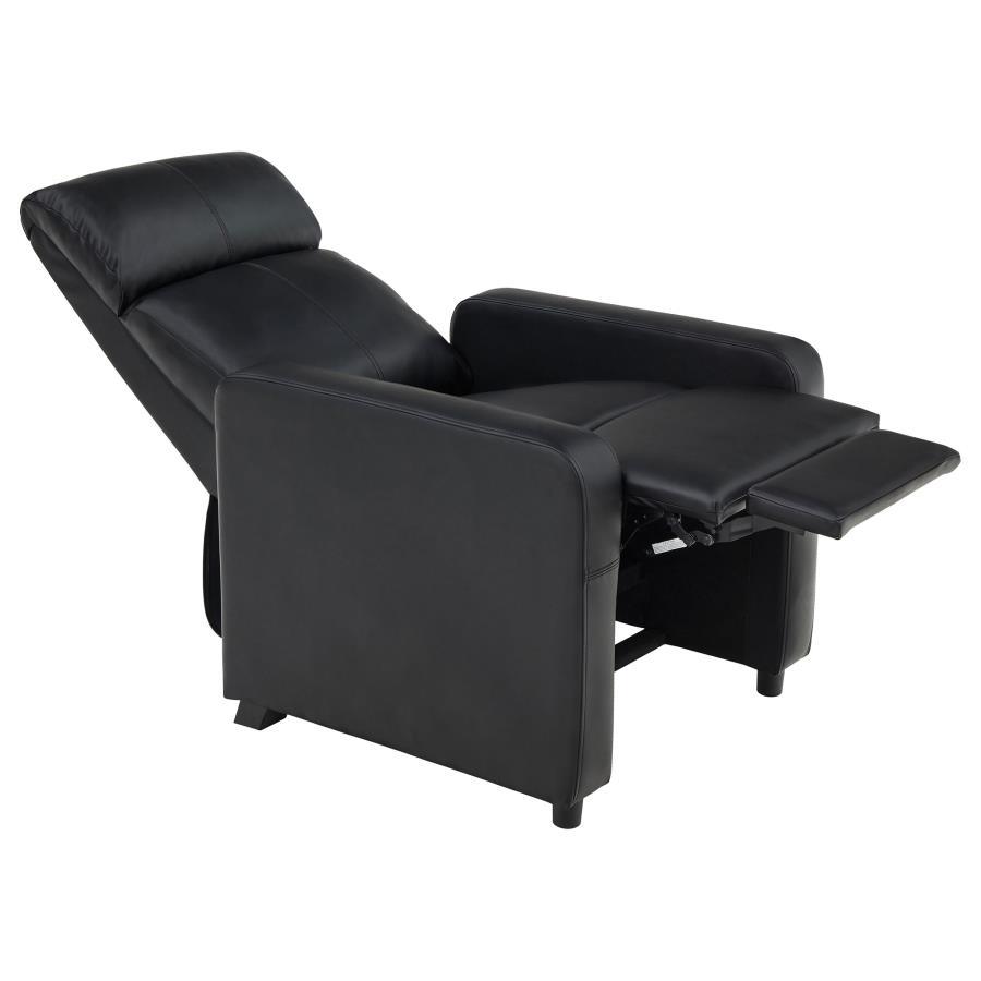 Toohey - Upholstered Home Theater Push Back Recliner - Black Reclining Chair modern furniture Contempo Furniture