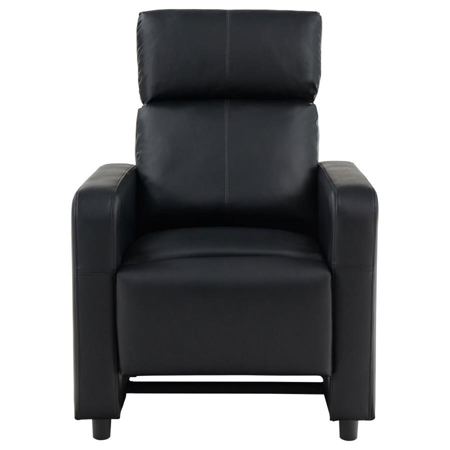 Toohey - Upholstered Home Theater Push Back Recliner - Black Reclining Chair modern furniture Contempo Furniture