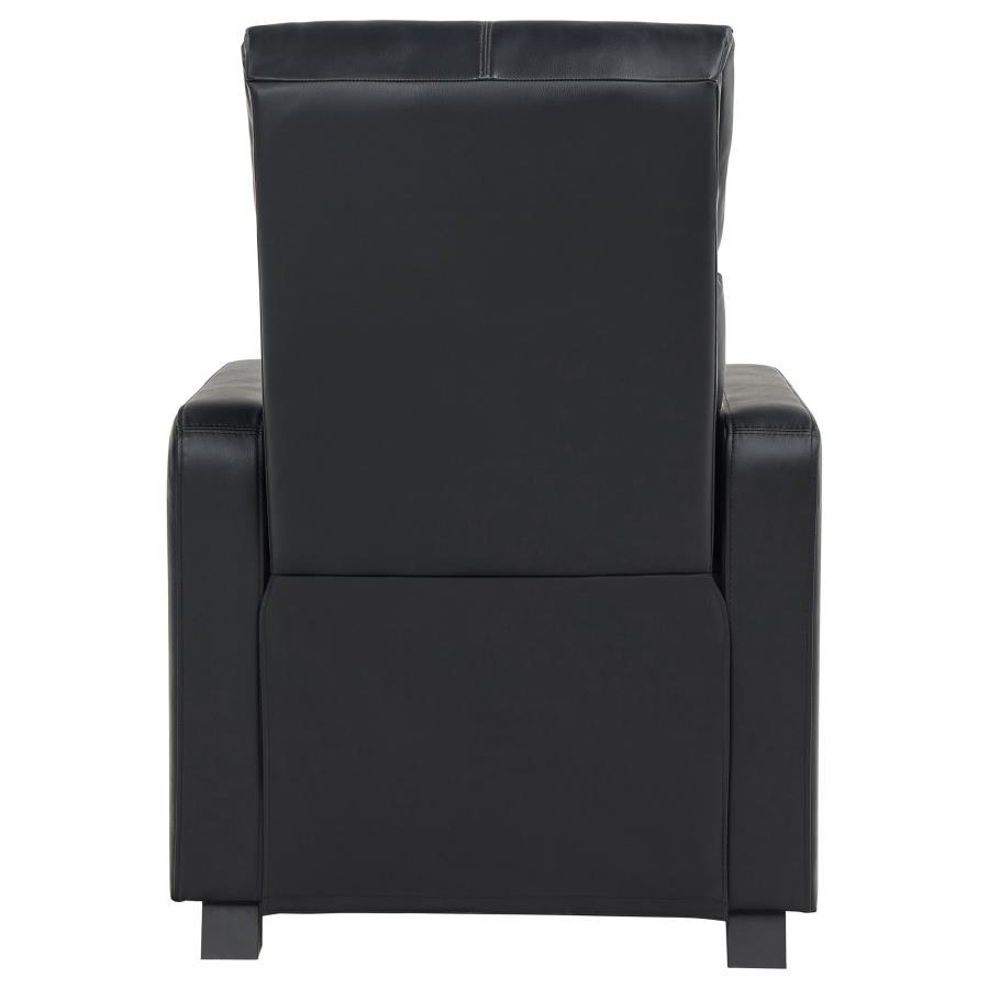 Toohey - Upholstered Home Theater Push Back Recliner - Black Reclining Chair modern furniture Contempo Furniture