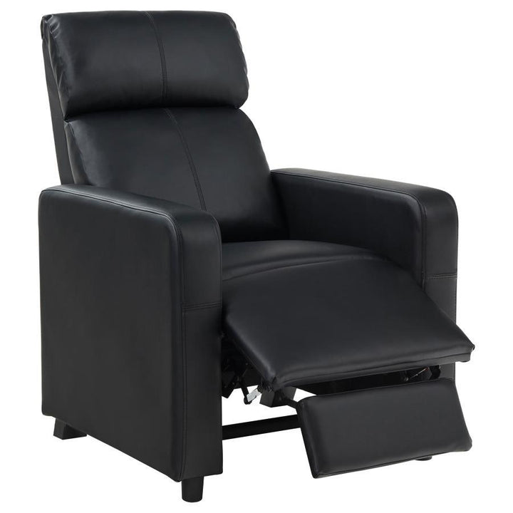 Toohey - Upholstered Home Theater Push Back Recliner - Black Reclining Chair modern furniture Contempo Furniture