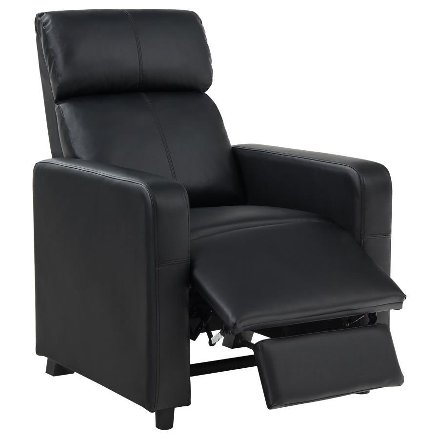 Toohey - Upholstered Home Theater Push Back Recliner - Black Reclining Chair modern furniture Contempo Furniture