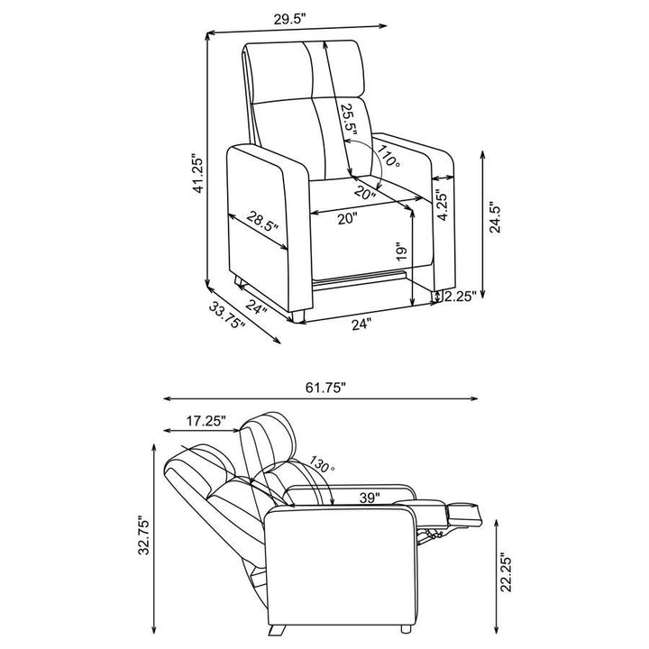 Toohey - Upholstered Home Theater Push Back Recliner - Black Reclining Chair modern furniture Contempo Furniture