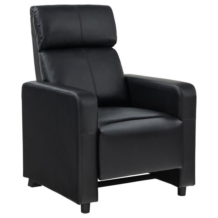 Toohey - Upholstered Home Theater Push Back Recliner - Black Reclining Chair modern furniture Contempo Furniture