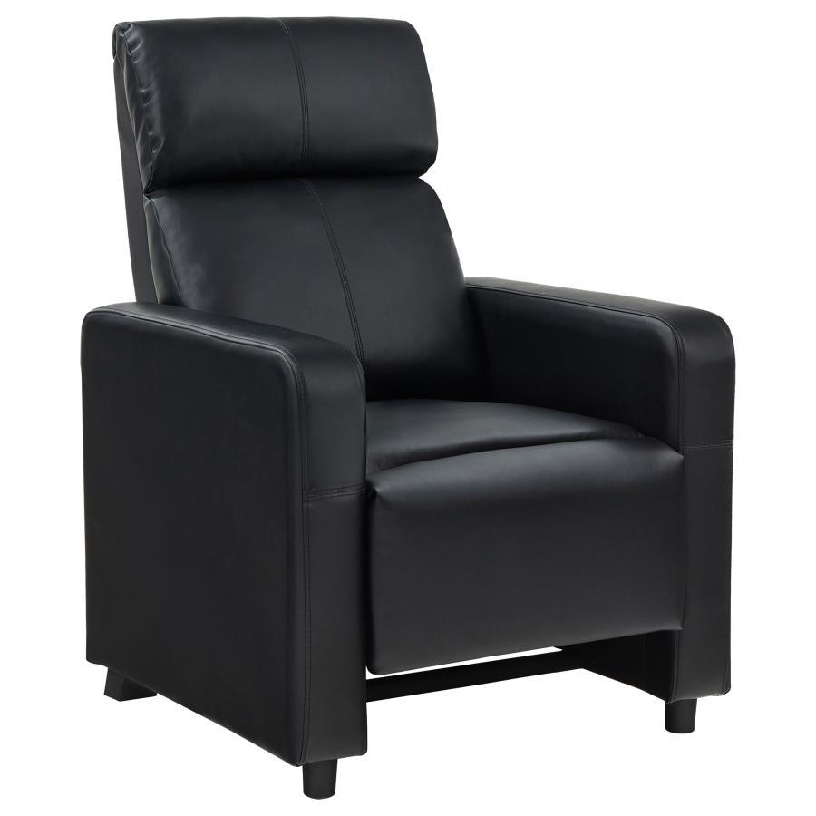 Toohey - Upholstered Home Theater Push Back Recliner - Black Reclining Chair modern furniture Contempo Furniture