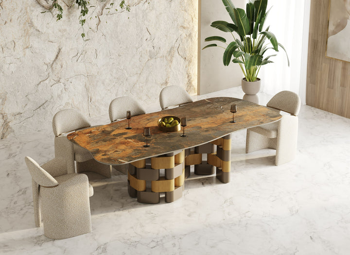 Falzone - Modern Ceramic + Wood Dining Table