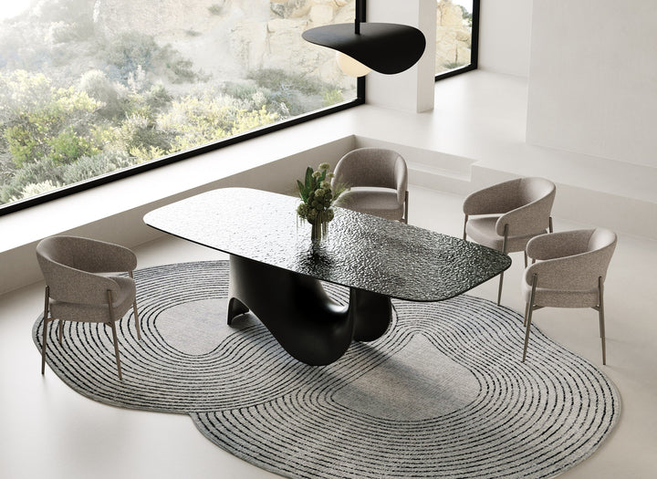 Thomas  Modern Grey Fabric + Pewter Dining Chair