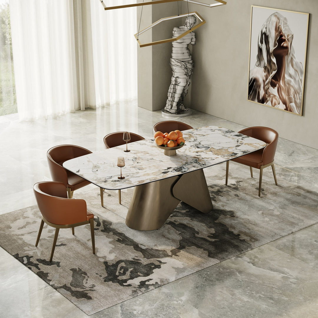 Paulsen - Modern Ceramic + Brass Dining Table
