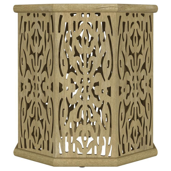Torres - Octagonal Solid Mango Wood Side Table - Natural Brown Side Table modern furniture Contempo Furniture