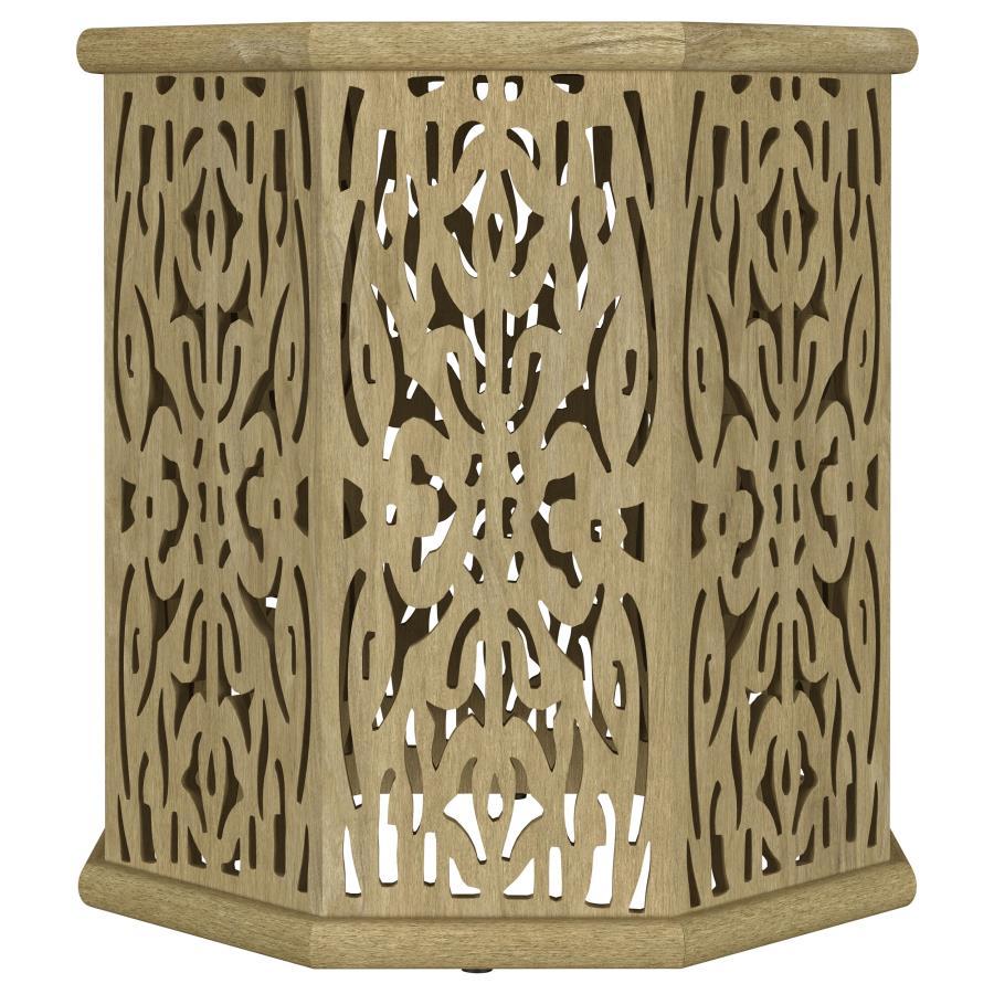 Torres - Octagonal Solid Mango Wood Side Table - Natural Brown Side Table modern furniture Contempo Furniture