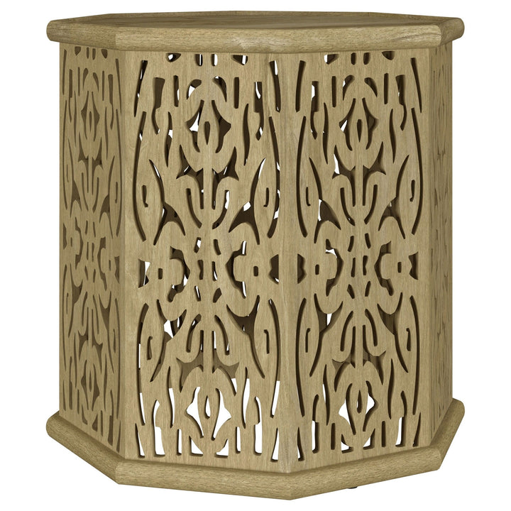 Torres - Octagonal Solid Mango Wood Side Table - Natural Brown Side Table modern furniture Contempo Furniture