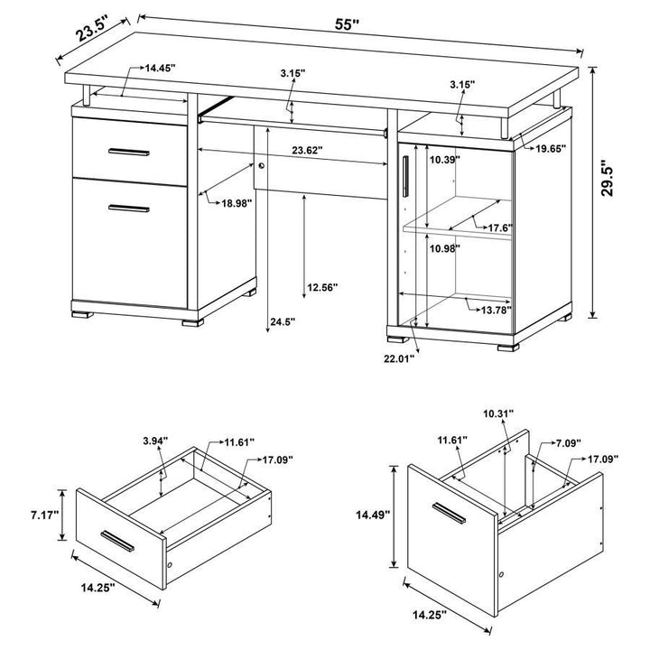 Tracy - 2 - Drawer Office Computer Desk - Cappuccino Computer Desk modern furniture Contempo Furniture