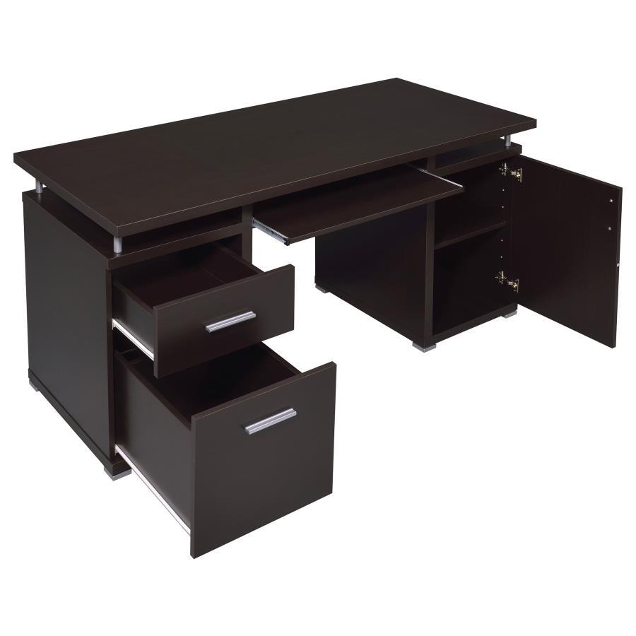 Tracy - 2 - Drawer Office Computer Desk - Cappuccino Computer Desk modern furniture Contempo Furniture
