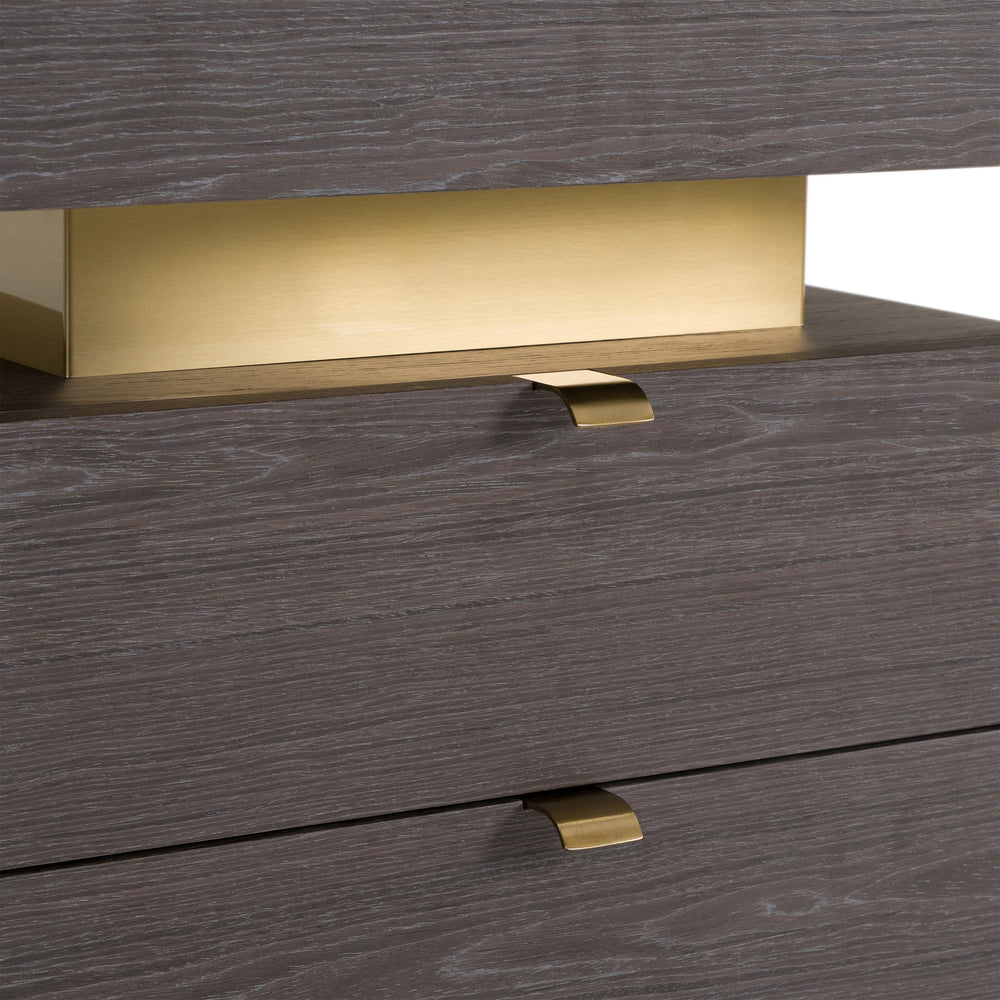 Trahan - Modern Grey Elm & Gold Office Desk - View 6