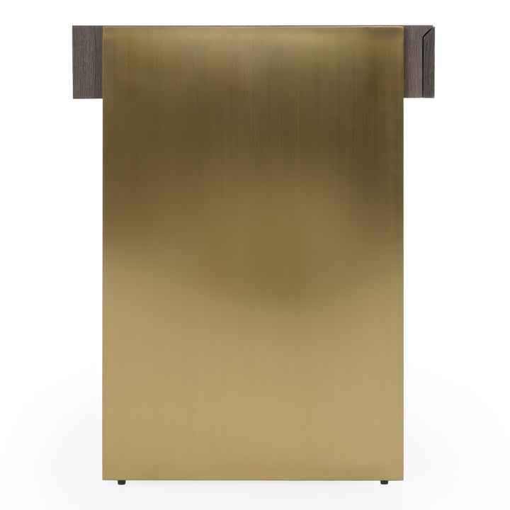Trahan - Modern Grey Elm &amp; Gold Office Desk